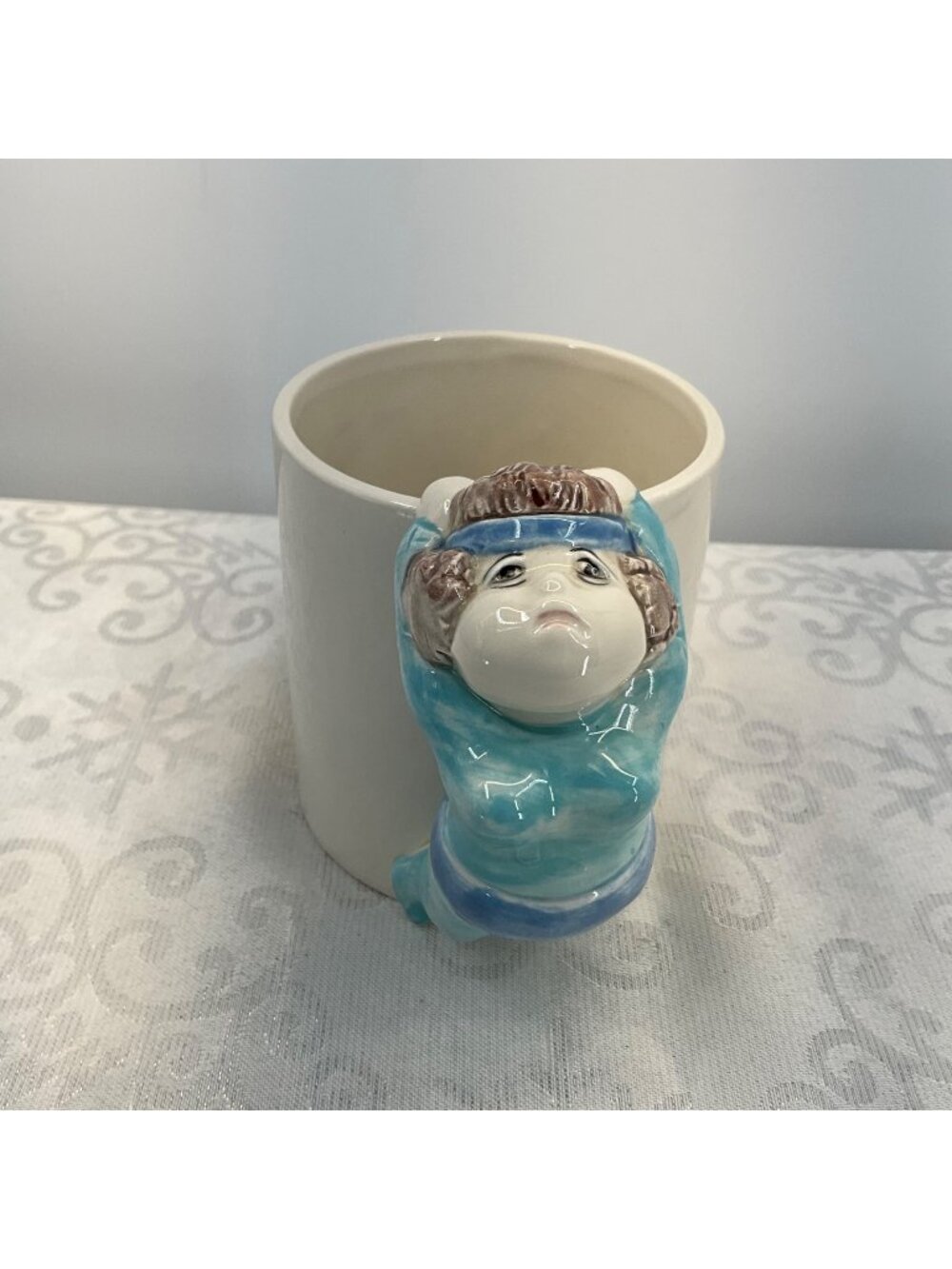 Vintage Omnibus Japan Ceramic Mug With Gymnast Handle Design